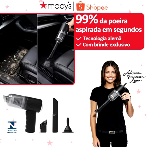 Aspirador e Soprador De pó Portátil Automotivo e Casa Potente Recarregável 5 em 1