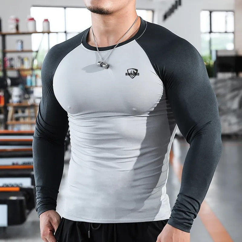 Camisas masculinas de manga comprida musculação