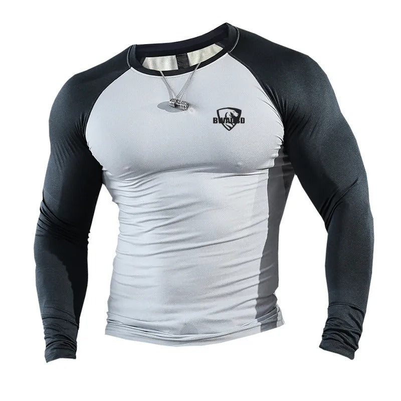 Camisas masculinas de manga comprida musculação